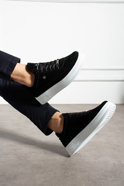 MCLACOS Black White Men's Sneaker Casual Sports Shoes High Sole - Comfortable Design Q7