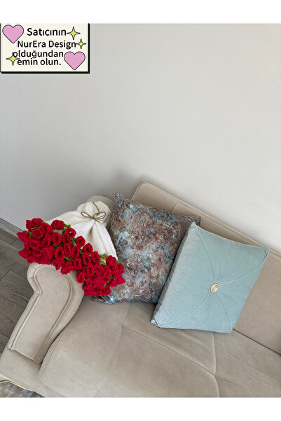 NurEra Design Pembe Çiçekli Buket Battaniye / Sevgililer Günü - Anneler Günü / TV Battaniyesi