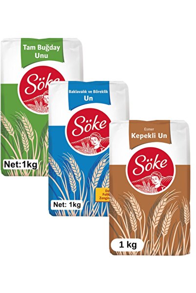 Söke Tam Buğday Un Baklava Böreklik Un Esmer Kepekli Un 3 x 1 kg