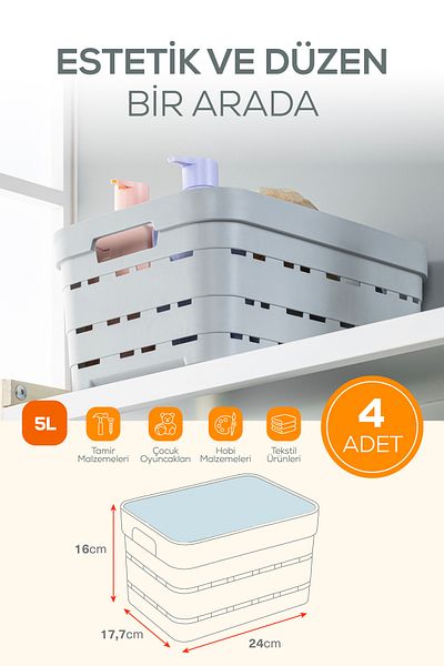 Vienev Перфорирана кутия за съхранение от 4 части, 5 литра, със син капак
