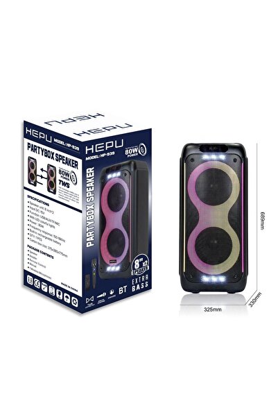 HEPU HP 939 Taşınabilir Şarjlı Bluetooth Hoparlör 80 w Rms 2*8 inc Woofer Ult...