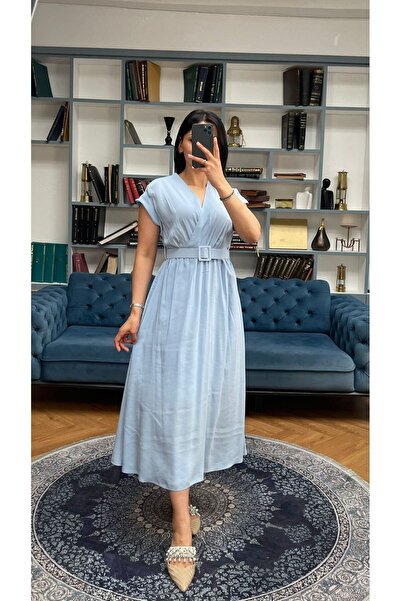 Nida Boutique V-подібний виріз, еластичний пояс, напіврукав, пояс, сукня середньої довжини