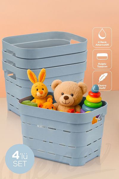 Vienev Перфорирана кутия за съхранение от 4 части, 5 литра, синя