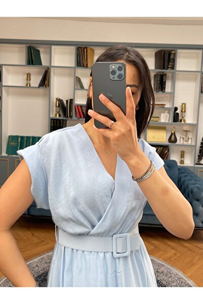 Nida Boutique V-подібний виріз, еластичний пояс, напіврукав, пояс, сукня середньої довжини