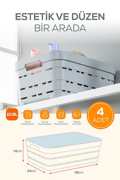 Vienev Cutie de depozitare perforată de 10,8 litri cu 4 capac albastru