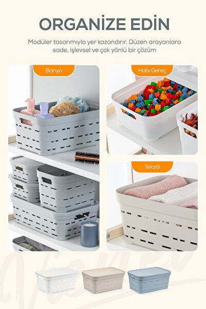 Vienev 6-комплектний контейнер для зберігання з кришкою, 3,8 літра, з отворами, синій