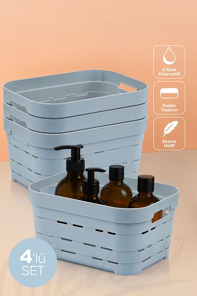 Vienev Перфорирана кутия за съхранение, 4 части, 3,8 литра, синя