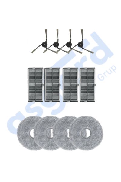 Asgard Grup Dreame X40 Master-X40 Ultra-L40 Ultra Compatible 4 Side Brushes 4 Filters 4 Mops