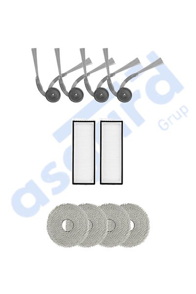 Asgard Grup Roborock Q Revo L Compatible 4 Side Brushes 2 Filters 4 Mops