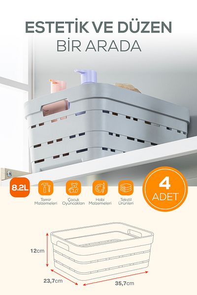 Vienev Cutie de depozitare perforată de 8,2 litri, 4 bucăți, albastru