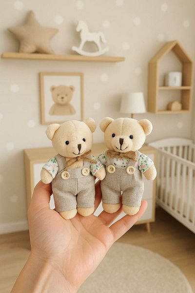 Şirin 2 Mini Teddy Bear Keychains – Cute Plush Single Keychain