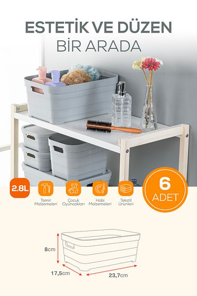 Vienev Cutie de depozitare 6 bucăți 2,8 litri albastru