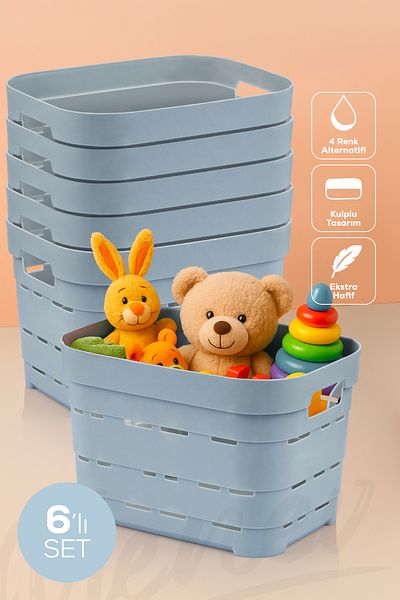 Vienev Перфорирана кутия за съхранение от 6 части, 5 литра, синя