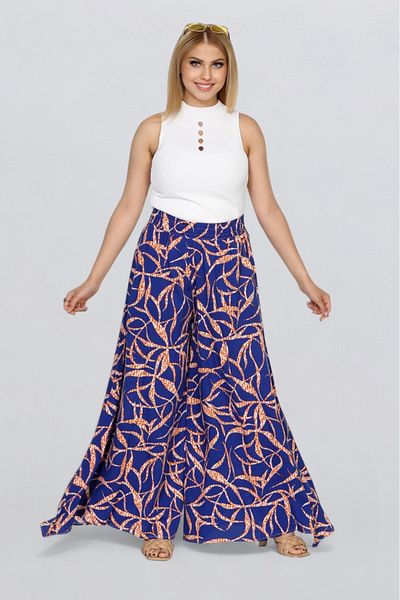 SOSYETE AVM Women's Elastic Waist Patterned Pocket Skirt Trousers