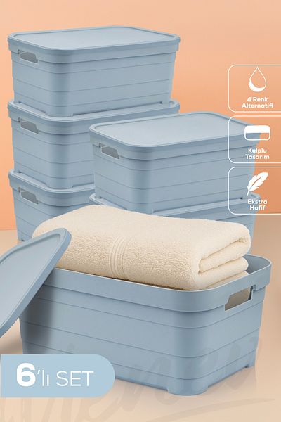Vienev Cutie de depozitare de 10,8 litri cu 6 capaci albastru