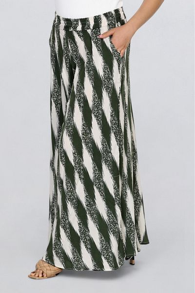 SOSYETE AVM Women's Elastic Waist Patterned Pocket Skirt Trousers