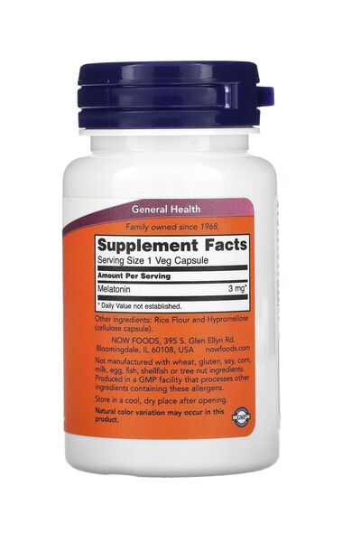 Now Foods Melatonin 3 mg 60 Veggie Capsules