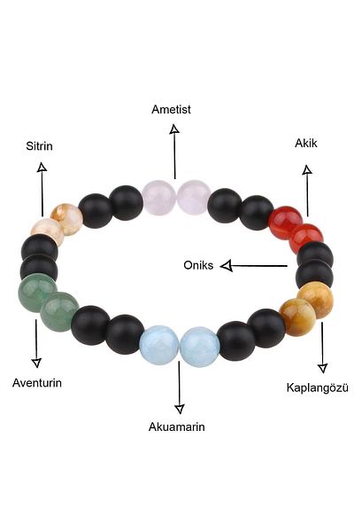 hmgtaş 7 Different Real Natural Stone Onyx Bracelet