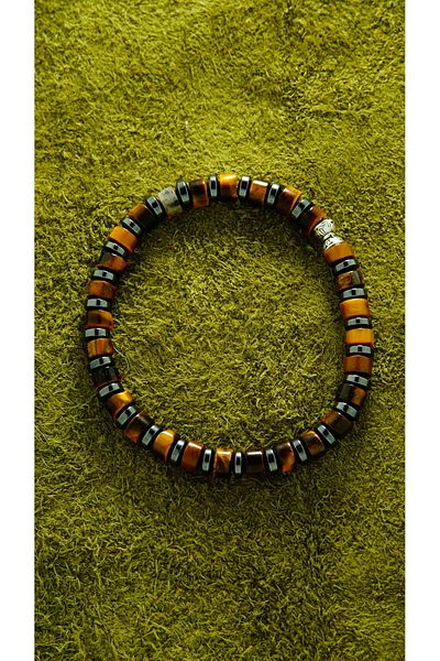 hmgtaş 6mm Tiger Eye Stone Bracelet