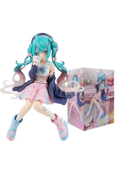 Choice 1pcs-box New Hatsune Miku Anime Figure Pink Sakura Sitting Position Pvc Figure Model Toy Decoration