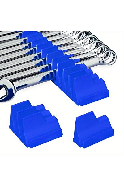 DUTRIEUX Blue 20-Pocket Magnetic Hex-Shaped Modular Toolbox Holder Storage Organizer for Spanners, Durable Pl