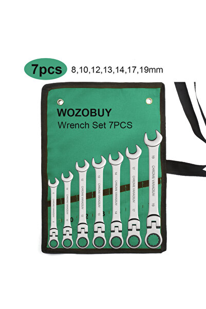Choice3 مجموعة مفاتيح ربط بسقاطة مكونة من 7 قطع (8-19 مم) مع حلقة تروس 8-22 م...