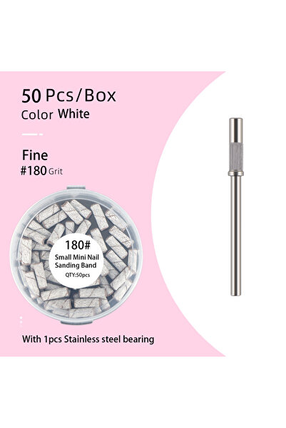 Choice1 White180-50-B 50 قطعة 3.1 مم أشرطة صنفرة أظافر صغيرة مع عمود 3/32 بوص...