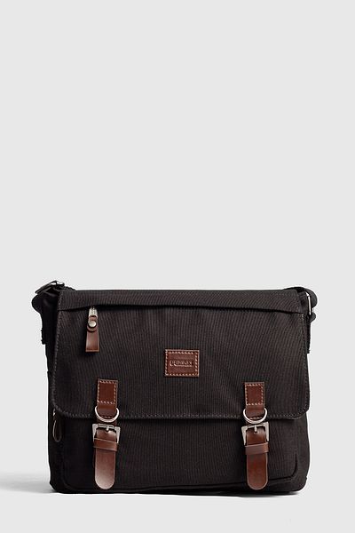 By Hakan Gk72 Canvas Messenger Bag Shoulder Bag School Bag with Laptop Compartment Black