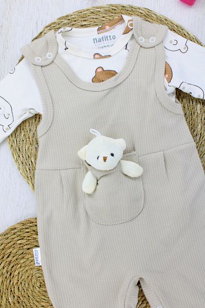 EYMİRGİYİM Teddy Bear Reported Fabric Baby Boy Jumpsuit 3 Months, 6 Months, 9 Months