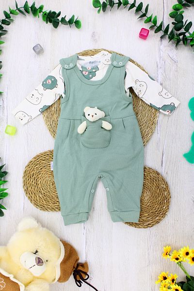EYMİRGİYİM Teddy Bear Reported Fabric Baby Boy Jumpsuit 3 Months, 6 Months, 9 Months