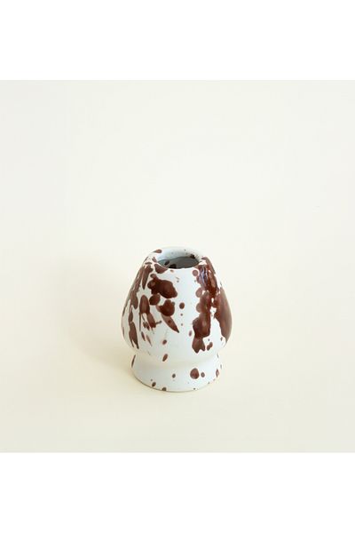Beige & Stone Ceramic Glossy Brown Spotted Matcha Whisk Holder