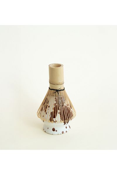 Beige & Stone Ceramic Glossy Brown Spotted Matcha Whisk Holder