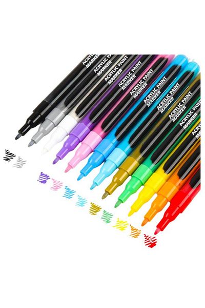 Cengo Extra Fine Tip Acrylic Marker Pen 12 Colors Cgo602