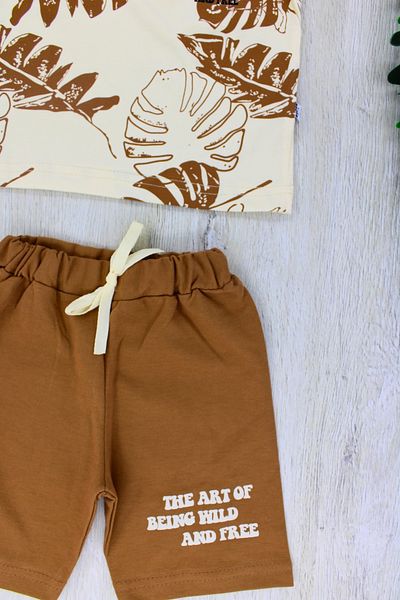 EYMİRGİYİM Leaf Patterned Shorts Baby Boy Children's Suit 2 Years Old, 3 Years Old, 4 Years Old, 5 Years Old