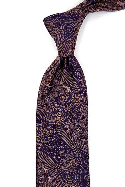 Kravatkolik Plum Paisley Pattern Classic Tie with Handkerchief Kk13127