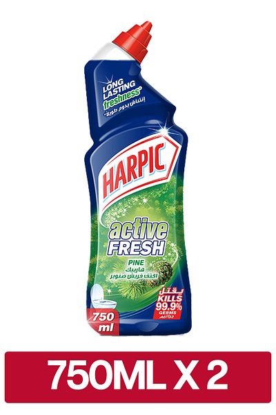 Harpic Active Fresh Toilet Cleaner, Pine Scent, 750ml x 2