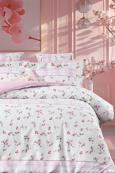 İQON Elastic Sheet Duvet Cover Set Single Chitir Pink
