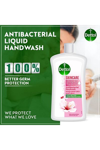 Dettol Skincare Liquid Handwash Refill, Rose & Sakura Blossom Scent, 1L x3