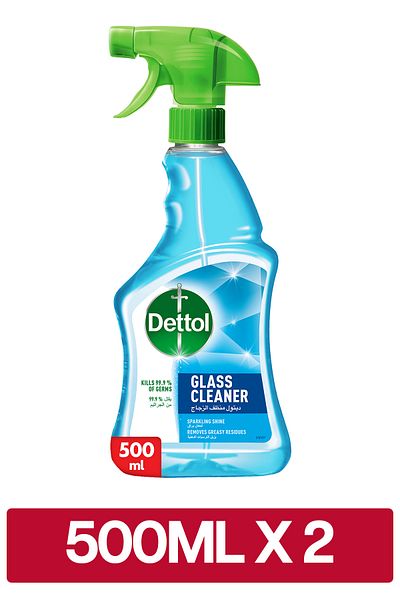 Dettol Glass Cleaner Spray Bottle, 500 ml x2