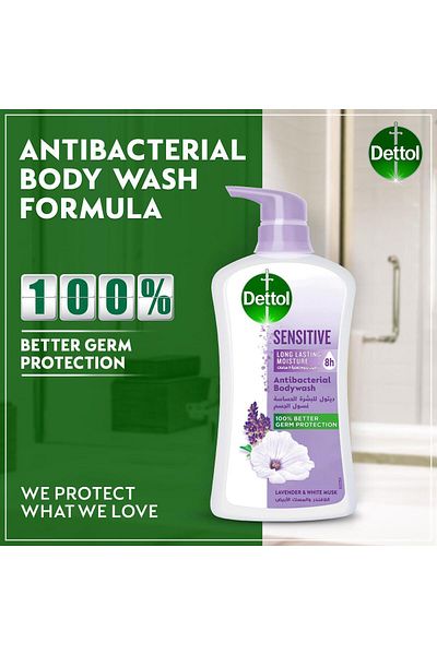 Dettol Sensitive Shower Gel & Body Wash, Lavender & White Musk Scent, 500ml x3
