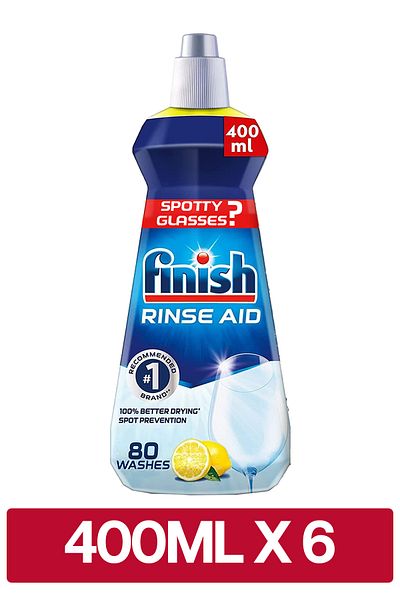 Finish Rinse Aid, Lemon Sparkle Scent, 400ml x 6