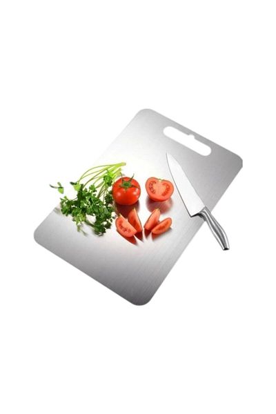 HAZARPAZAR 27X21Cm 304 Quality Stainless Steel Cutting Board Antibacterial Hygienic Surface Machine Washable