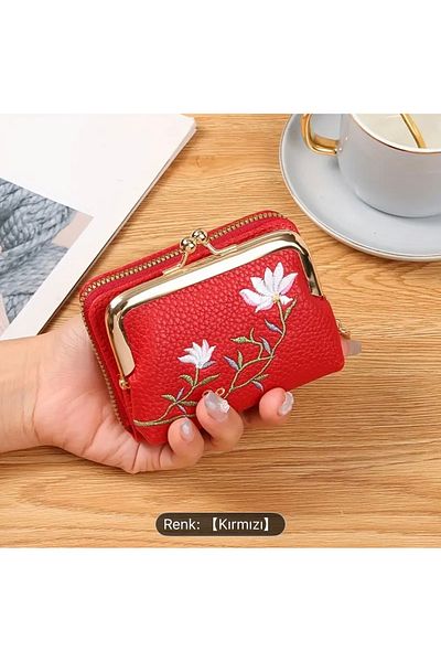 PiyaCraft Red Embroidered Women's Wallet |   Coin Purse |   Card Holder