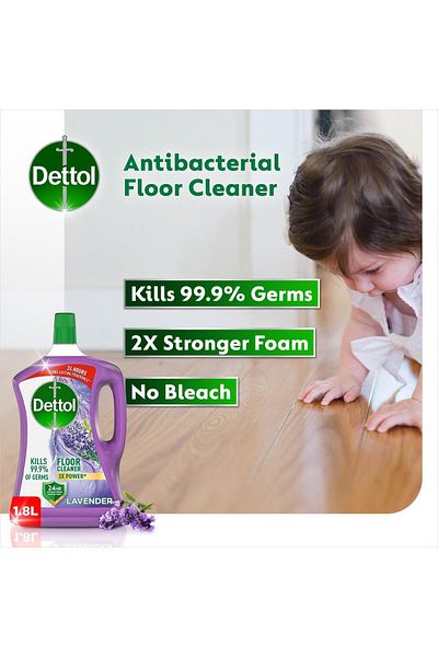 Dettol Power Floor Cleaner, Lavender Scent, 1.8L x 4