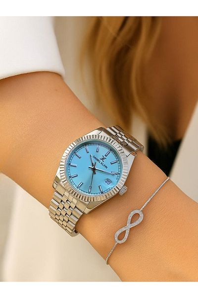 Daniel Klein Silver Colored Women's Wristwatch and Bracelet Gift