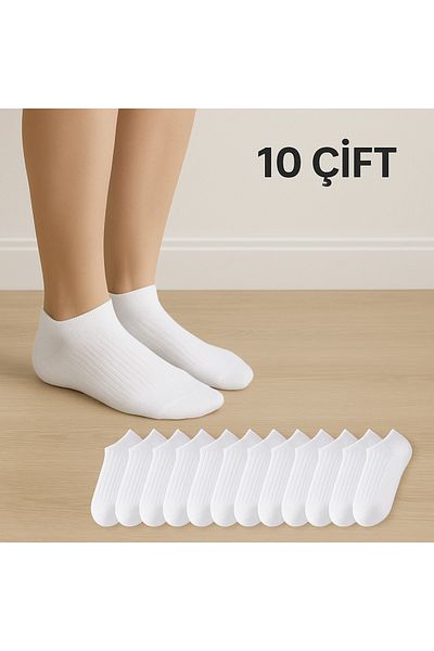 WORTHY SOCKS 10 Pairs of Women's Ribbed Short White Booties Socks 10 Pairs