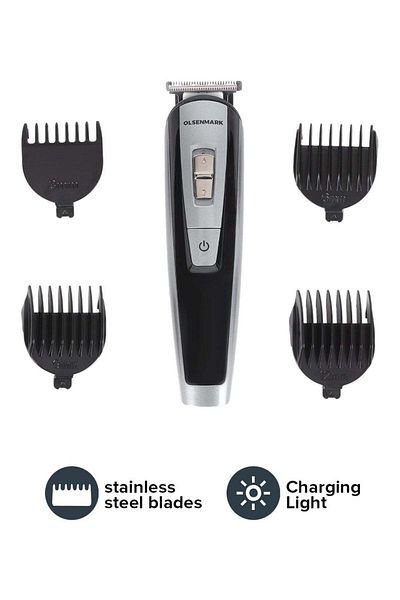Olsenmark Rechargeable Hair & Beard Trimmer | 30 Min Use, 3–12mm Combs, Precision Switch, Fast & Safe Trim