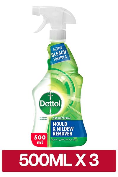 Dettol Anti-Bacterial Mould & Mildew Remover Spray Bottle, 500ml x3