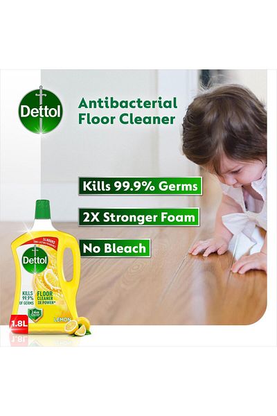 Dettol Power Floor Cleaner, Lemon Scent, 1.8L x 4