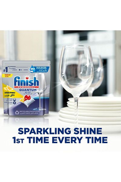 Finish Powerball Quantum Dishwasher Detergent, Lemon Sparkle Scent, 50 Tabs x 12
